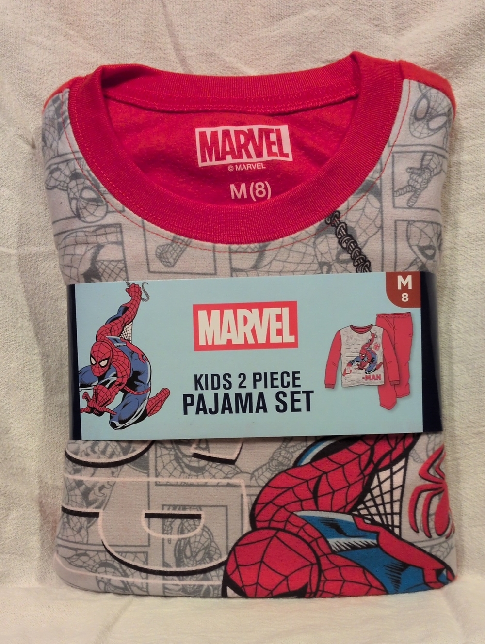 Marvel Spider-Man Red & Gray Kids 2-Piece Pajama Set SIZE M (8)